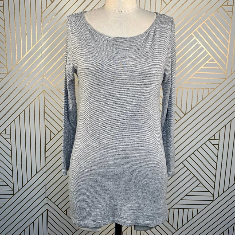 Marine Layer Striped Slub Rayon Gray Stripe‎ Tee